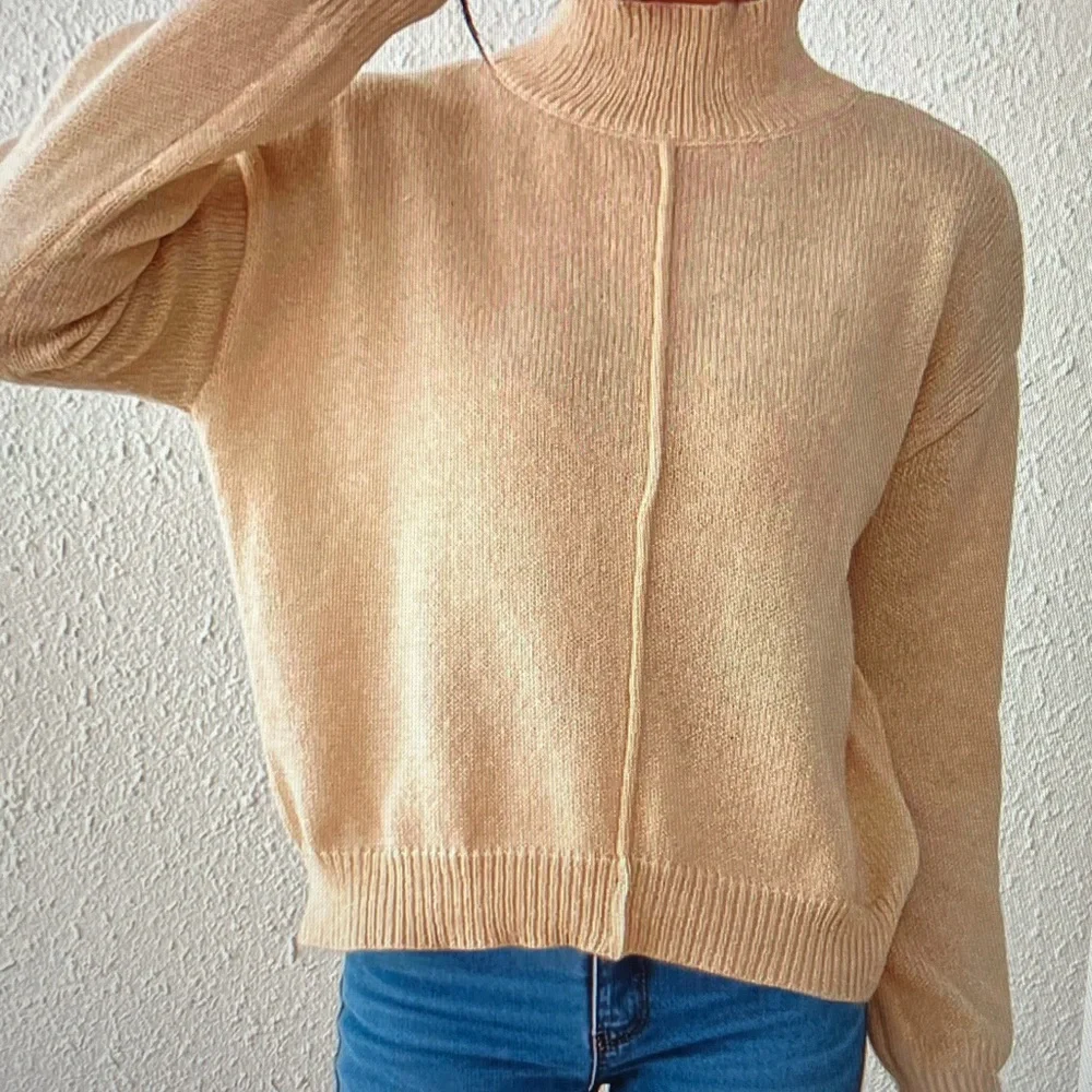Cozy Tan Turtleneck Sweater - Picture 1 of 3